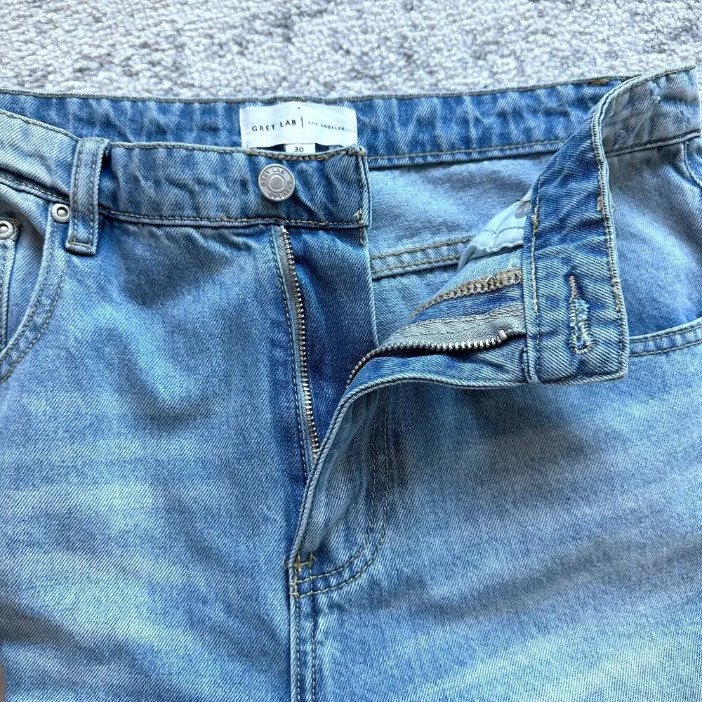 Grey Lab Los Angeles High Waist Medium Wash Wide Leg Jeans Size 30